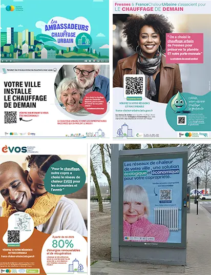Visuels de 4 affiches sur le chauffage urbain