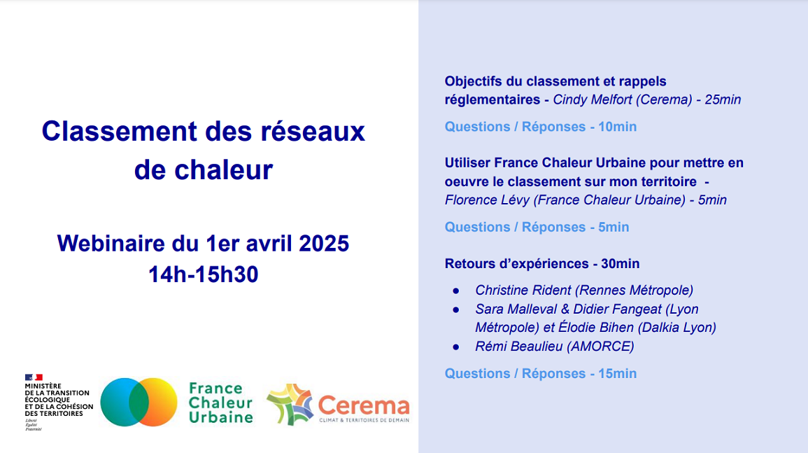 Page de garde de la présentation du classement des réseaux de chaleur