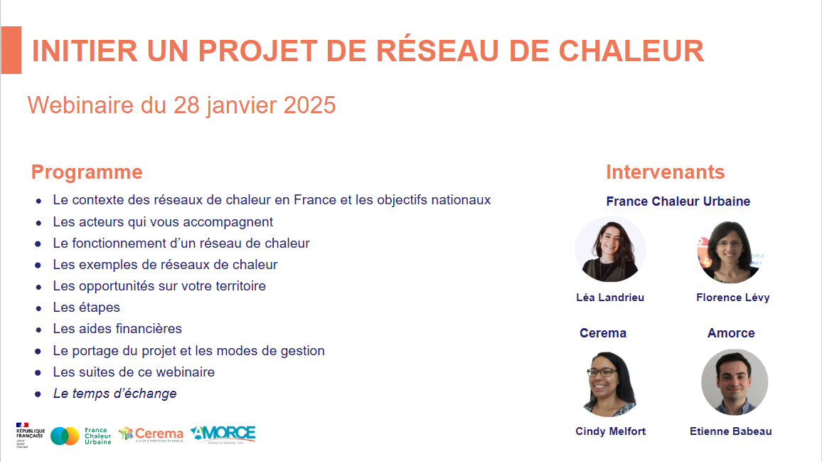 Page de garde de la présentation de la mise en place d'un projet de réseau de chaleur